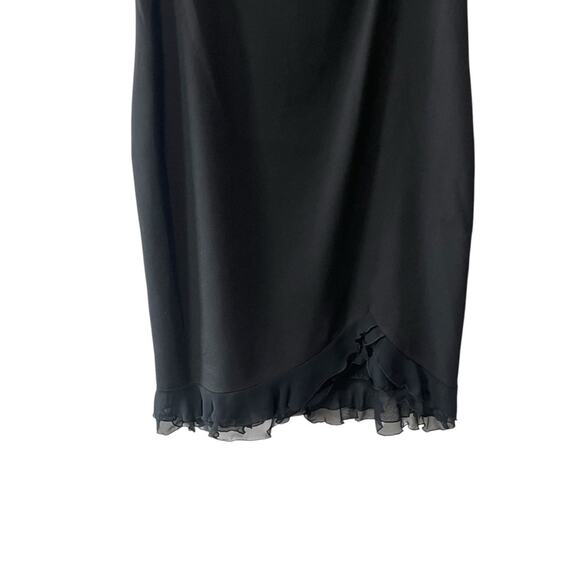 Talbots Shift Dress Chiffon Hem Trim Back V Neck Zip with Jeweled Detail 14 P - Picture 3 of 9